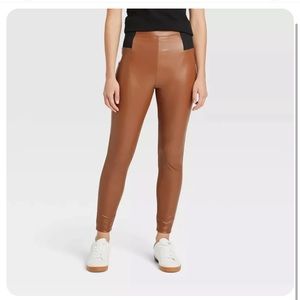 NWOT A New Day Women's Tan Faux Leather Vegan Leggings Edgy Rock and Roll Small
